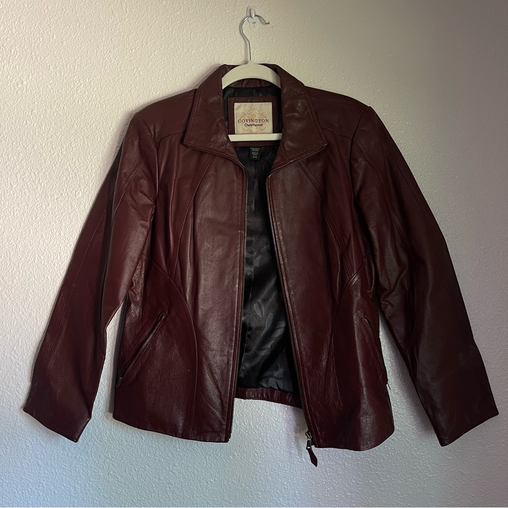 Covington Women's Deep Red Leather Jacket